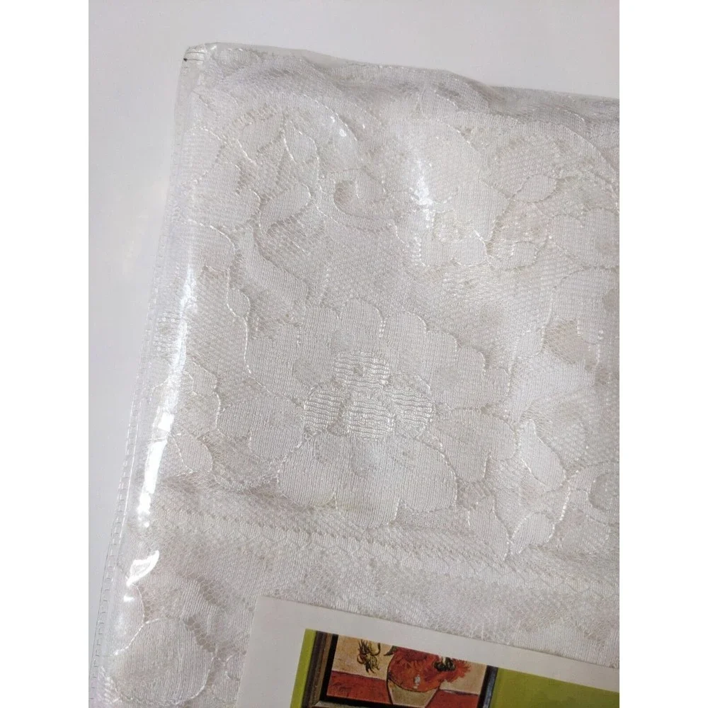 Vintage 1970's Raschel Floral Lace Tablecloth 70